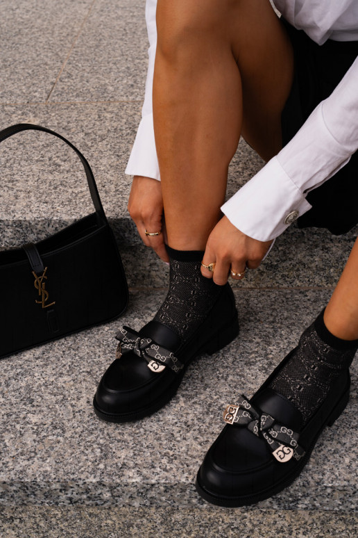 Mokasīni ar bantītēm S.Barski HY42-331 Melns  Mokasīni ar bantītēm S.Barski HY42-331 Melns