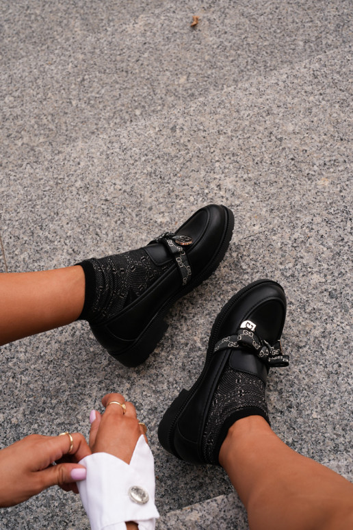 Mokasīni ar bantītēm S.Barski HY42-331 Melns  Mokasīni ar bantītēm S.Barski HY42-331 Melns