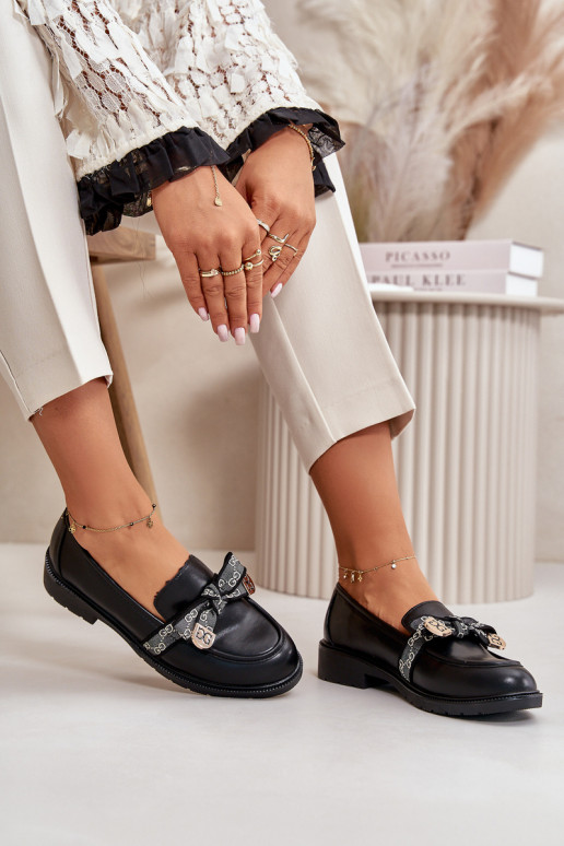 Mokasīni ar bantītēm S.Barski HY42-331 Melns  Mokasīni ar bantītēm S.Barski HY42-331 Melns