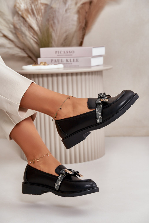 Mokasīni ar bantītēm S.Barski HY42-331 Melns  Mokasīni ar bantītēm S.Barski HY42-331 Melns