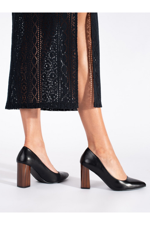 Eleganta stila Melnas krāsas puszābaki uz papēža