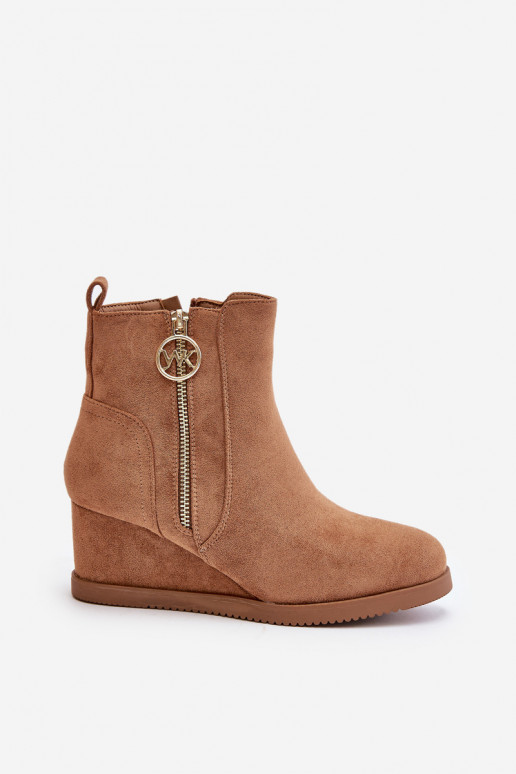 siltināti Sieviešu puszābaki  ar dekoratīviem rāvējslēdzējiem owe brūnas krāsas Leretha