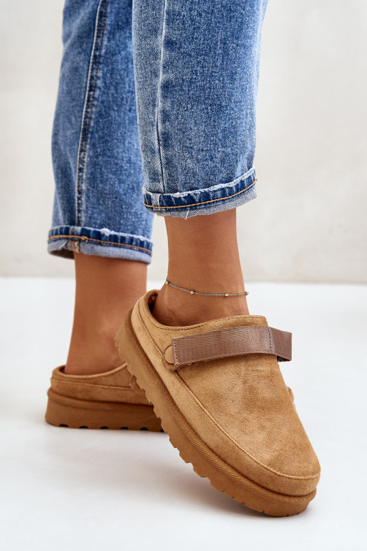  Čības siltināti ar kažokādu ar platformu brūnas krāsas Azida