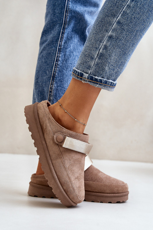  Čības siltināti ar kažokādu ar platformu brūnas krāsas Azida