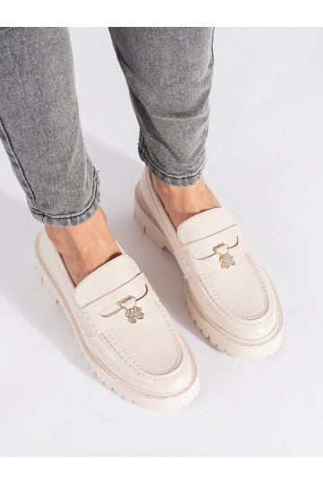 smilšu krāsas sieviešu mokasīni ar platformu 2