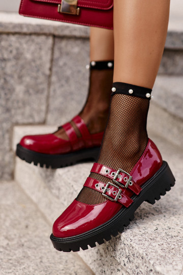 apavi  Ar svītrām Laque bordo krāsas Terione