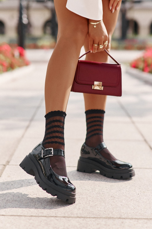 Laque apavi  ar sprādzēm Melns Plikuria Laque apavi  ar sprādzēm Melns Plikuria