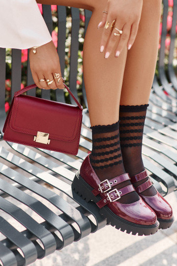 apavi  Ar svītrām Laque bordo krāsas Terione 2