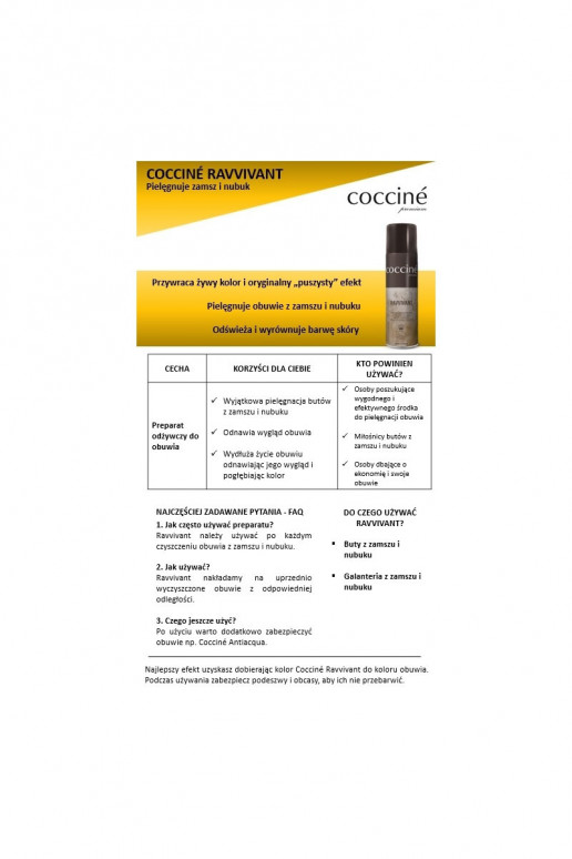 Coccine Ravvivant Spray atjaunojošs aerosols zamšādai un nubukam Coccine Ravvivant Spray atjaunojošs aerosols zamšādai un nubukam