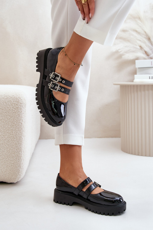 apavi  Ar svītrām Laque Melns Terione apavi  Ar svītrām Laque Melns Terione