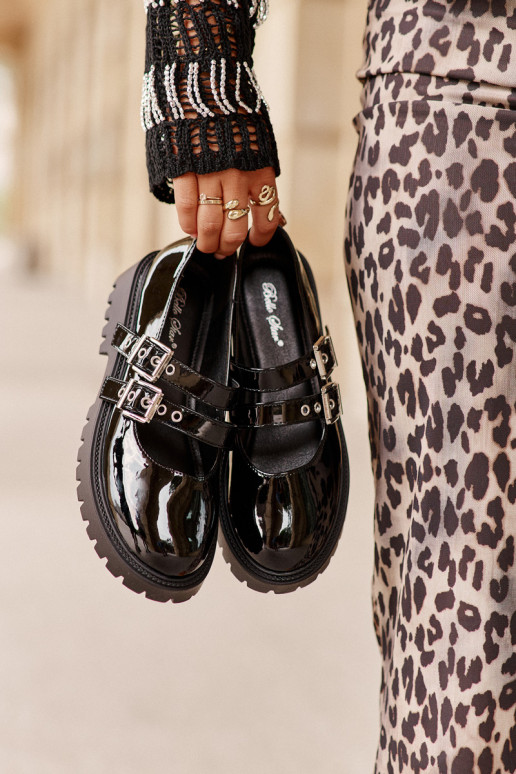 apavi  Ar svītrām Laque Melns Terione apavi  Ar svītrām Laque Melns Terione