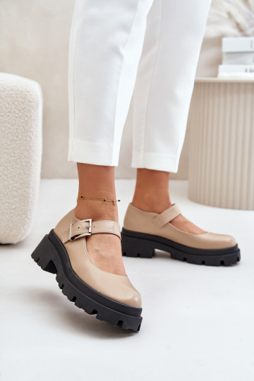 apavi  ar sprādzēm smilšu krāsas Plikuria