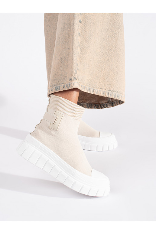 Ziloņkaula krāsas  kurpes ar platformu