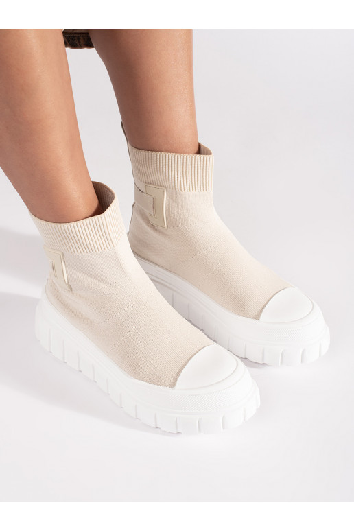 Ziloņkaula krāsas  kurpes ar platformu