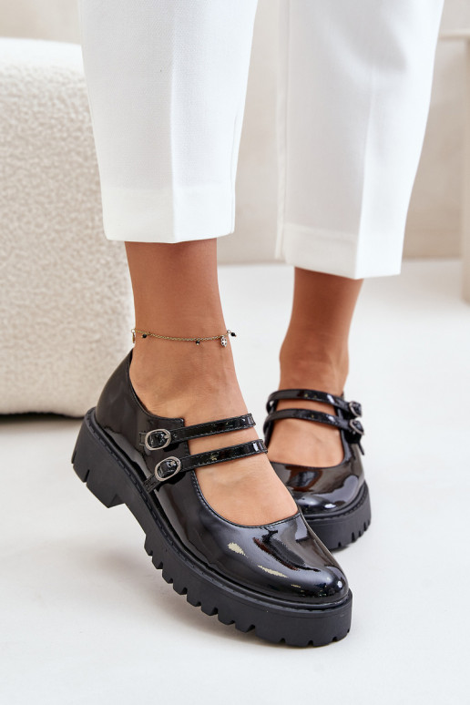 Laque  apavi Ar svītrām Melns Rialuna Laque  apavi Ar svītrām Melns Rialuna