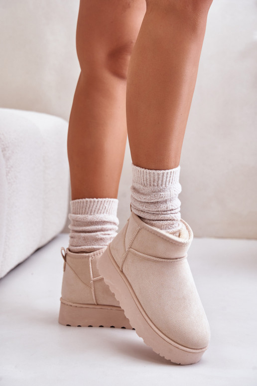 sniega apavi  ar platformu siltināti ar kažokādu Ziloņkaula krāsas Xamella sniega apavi  ar platformu siltināti ar kažokādu Ziloņkaula krāsas Xamella