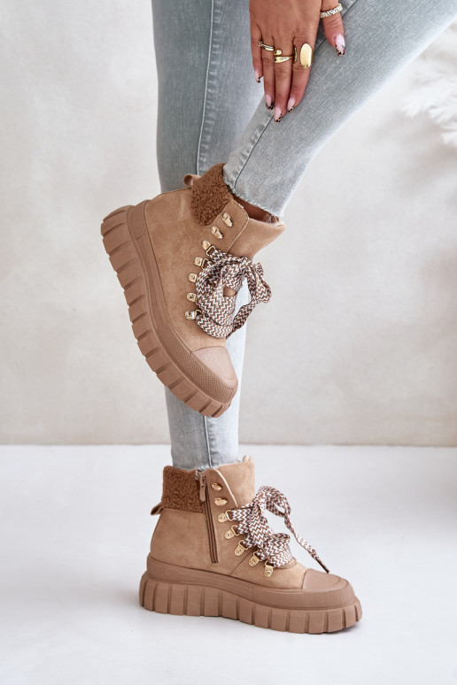 siltināti Sieviešu puszābaki apavi ar platformu brūnas krāsas Alcyhen  siltināti Sieviešu puszābaki apavi ar platformu brūnas krāsas Alcyhen