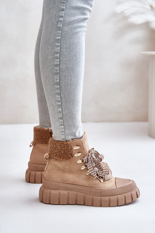 siltināti Sieviešu puszābaki apavi ar platformu brūnas krāsas Alcyhen  siltināti Sieviešu puszābaki apavi ar platformu brūnas krāsas Alcyhen