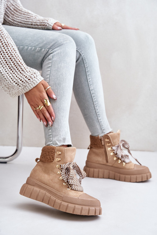 siltināti Sieviešu puszābaki apavi ar platformu brūnas krāsas Alcyhen  siltināti Sieviešu puszābaki apavi ar platformu brūnas krāsas Alcyhen