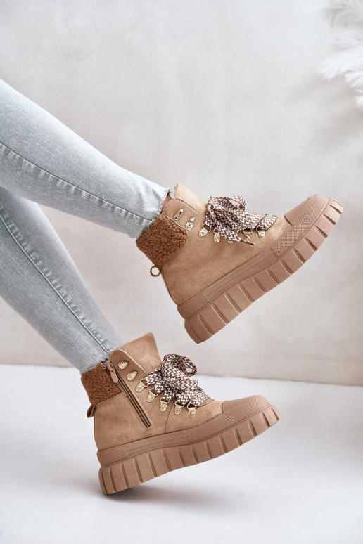 siltināti Sieviešu puszābaki apavi ar platformu brūnas krāsas Alcyhen  siltināti Sieviešu puszābaki apavi ar platformu brūnas krāsas Alcyhen