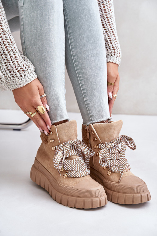 siltināti Sieviešu puszābaki apavi ar platformu brūnas krāsas Alcyhen  siltināti Sieviešu puszābaki apavi ar platformu brūnas krāsas Alcyhen