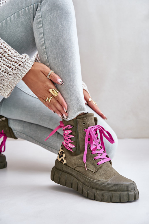 Sieviešu puszābaki ar platformu  m ar leoparda kažokādas rakstu Zaļas krāsas Edidda Sieviešu puszābaki ar platformu  m ar leoparda kažokādas rakstu Zaļas krāsas Edidda