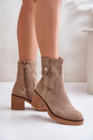 siltināti Sieviešu puszābaki ar papēdi  smilšu krāsas Vailia