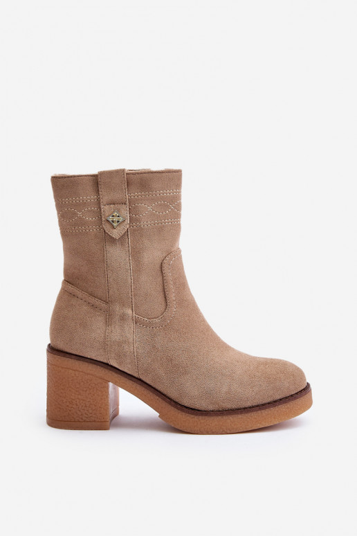 siltināti Sieviešu puszābaki ar papēdi  smilšu krāsas Vailia