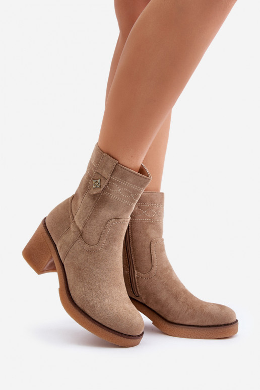 siltināti Sieviešu puszābaki ar papēdi  smilšu krāsas Vailia