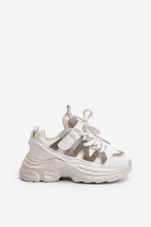  modeļa apavi Bērnu apavi ar mirdzošiem spīdumiņiem baltas krāsas Rianalla