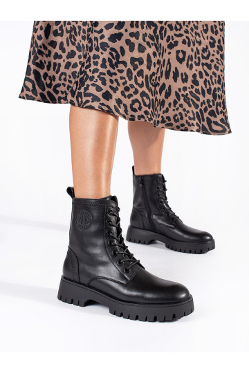 Melns  sieviešu zābaki ar platformu Sergio Leone