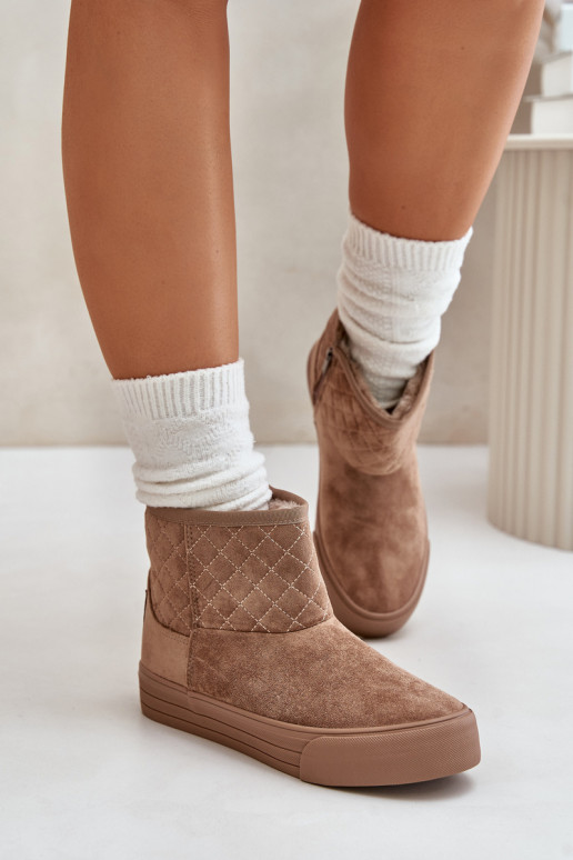 Sieviešu puszābaki sniega apavi  siltināti ar kažokādu Big Star OO274A524 smilšu krāsas Sieviešu puszābaki sniega apavi  siltināti ar kažokādu Big Star OO274A524 smilšu krāsas