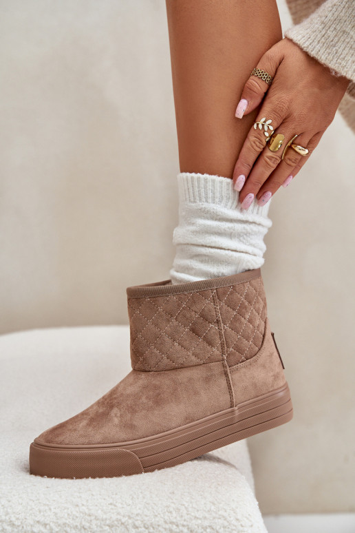 Sieviešu puszābaki sniega apavi  siltināti ar kažokādu Big Star OO274A524 smilšu krāsas Sieviešu puszābaki sniega apavi  siltināti ar kažokādu Big Star OO274A524 smilšu krāsas