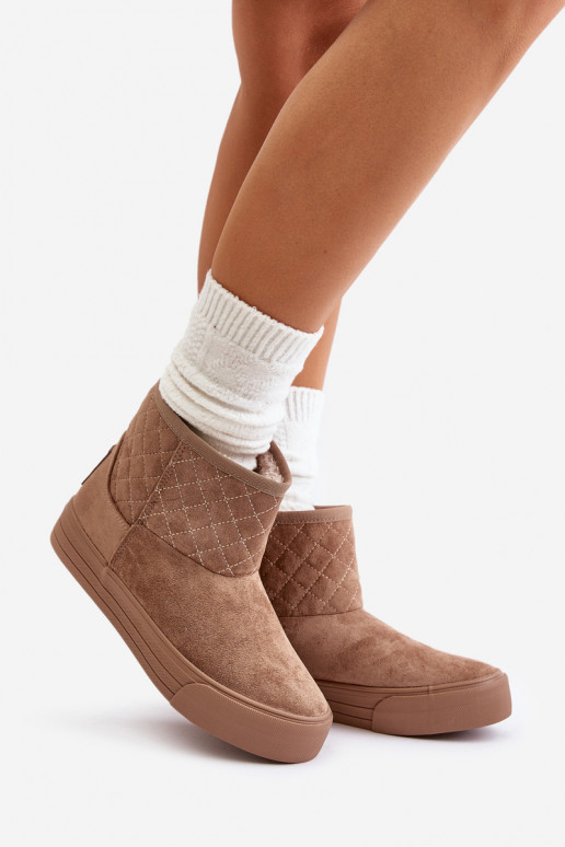 Sieviešu puszābaki sniega apavi  siltināti ar kažokādu Big Star OO274A524 smilšu krāsas Sieviešu puszābaki sniega apavi  siltināti ar kažokādu Big Star OO274A524 smilšu krāsas