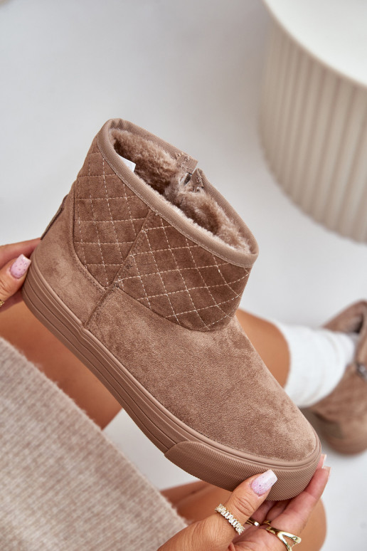 Sieviešu puszābaki sniega apavi  siltināti ar kažokādu Big Star OO274A524 smilšu krāsas Sieviešu puszābaki sniega apavi  siltināti ar kažokādu Big Star OO274A524 smilšu krāsas