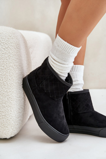 Sieviešu puszābaki sniega apavi  siltināti ar kažokādu Big Star OO274A522 Melns