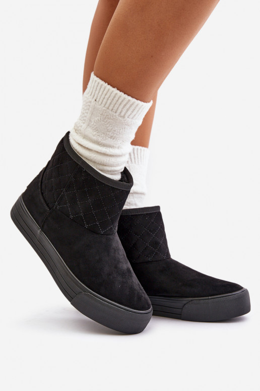 Sieviešu puszābaki sniega apavi  siltināti ar kažokādu Big Star OO274A522 Melns Sieviešu puszābaki sniega apavi  siltināti ar kažokādu Big Star OO274A522 Melns