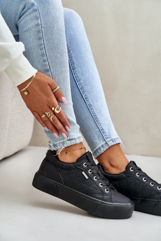 sieviešu puszābaki ar platformu siltināti Big Star OO274A465 Melns