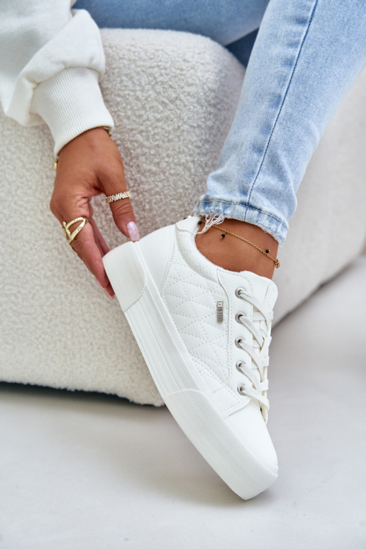 sieviešu puszābaki ar platformu siltināti Big Star OO274A464 baltas krāsas