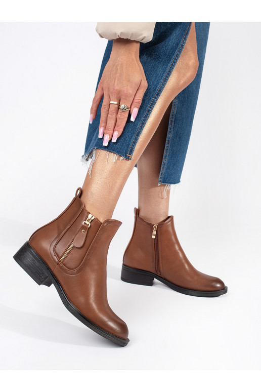 brūnas krāsas Sieviešu zābaki z ozdobnym zamkiem