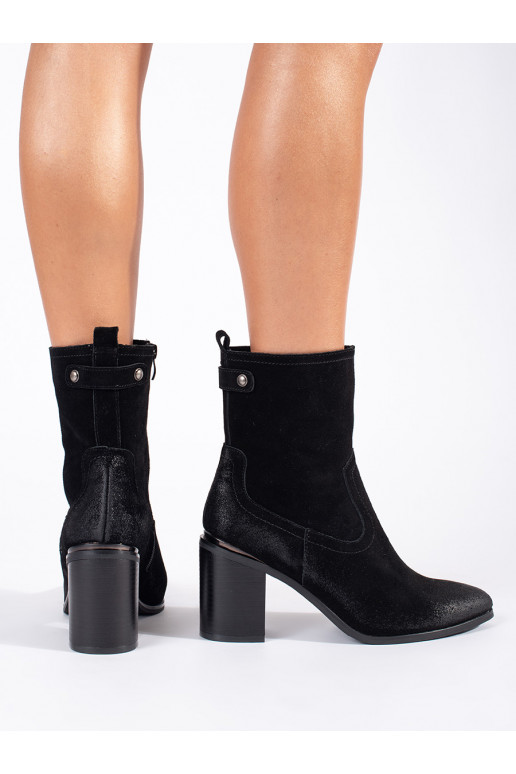 Melns   sieviešu zābaki uz papēža Sergio Leone