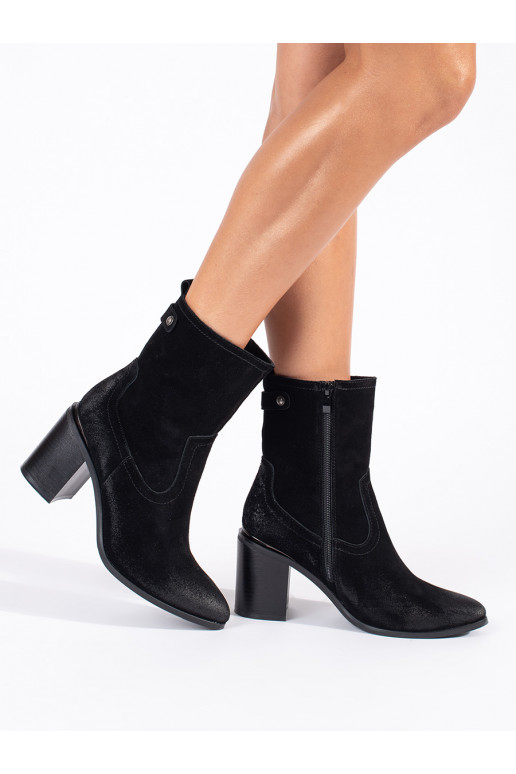 Melns   sieviešu zābaki uz papēža Sergio Leone