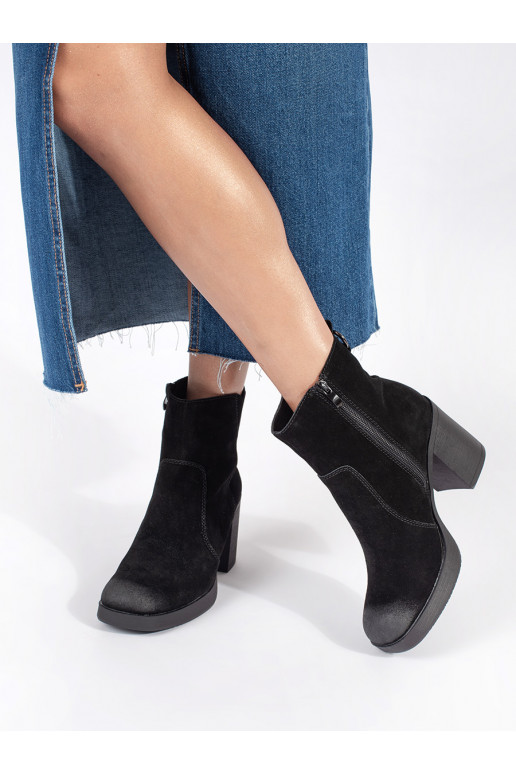 Melns   sieviešu zābaki uz papēža Sergio Leone