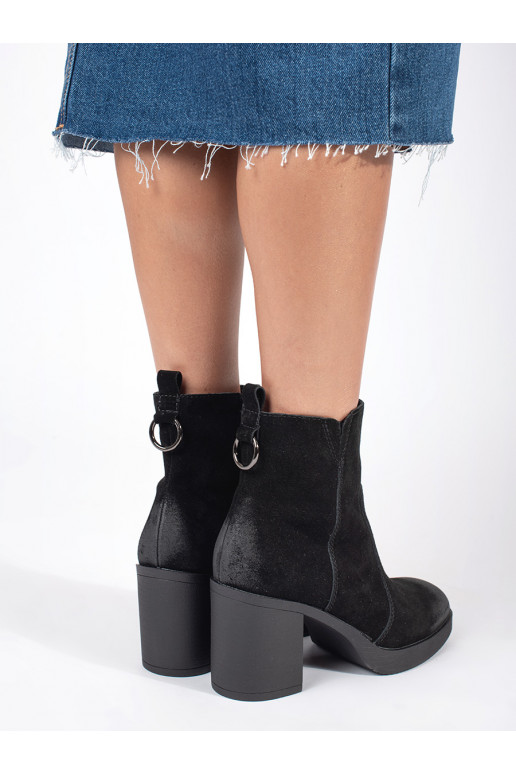 Melns   sieviešu zābaki uz papēža Sergio Leone