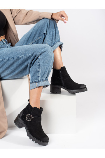 Melns sieviešu zābaki   nubuk  Sergio Leone 2