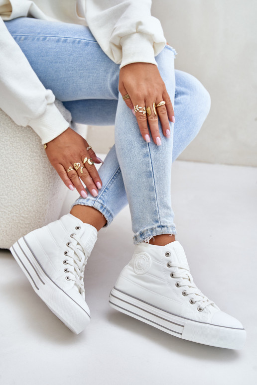 siltināti sieviešu puszābaki ar platformu OO274A473 baltas krāsas