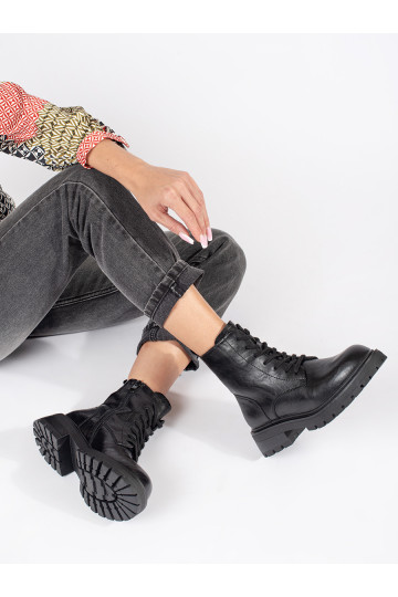 Melns   zābaki sieviešu zābaki ar platformu Sergio Leone 2