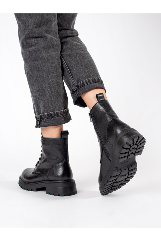 Melns   zābaki sieviešu zābaki ar platformu Sergio Leone