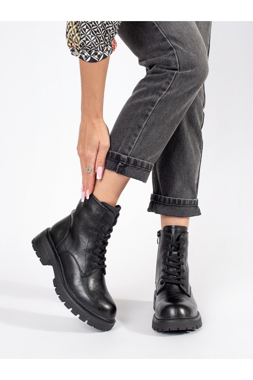 Melns   zābaki sieviešu zābaki ar platformu Sergio Leone