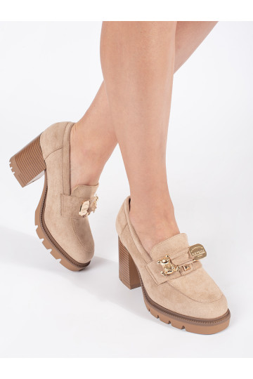 smilšu krāsas Sieviešu zābaki   z metalowym zdobieniem 2